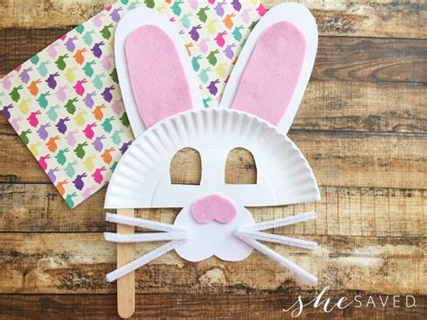 easter bunny paper plate mask craft easy easter craft