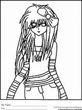 Emo Coloring Pages Anime Girl Getcolorings sketch template