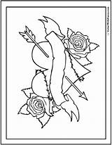 Coloring Pages Rose Heart Hearts Roses Arrow Banner Thorns Drawing Banners Printable Pdf Adult Peace Printables Getdrawings Fancy Vector Thorn sketch template