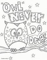 Ribbon Drug Prevention Owl Counseling Classroomdoodles Elementary Counselor sketch template