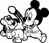 Pluto Baby Coloring Pages Mickey Catch Ball Getdrawings Wecoloringpage sketch template