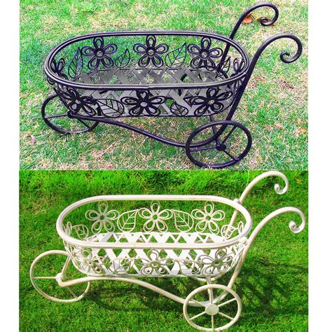 Charles Bentley Garden Wrought Iron Decorative Wheelbarrow Planter