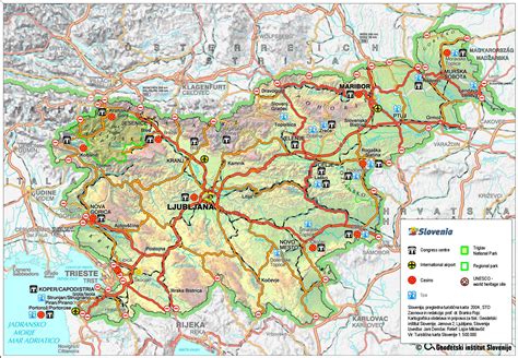 detailed roads  tourist map  slovenia slovenia detailed roads