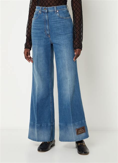 gucci high waist flared jeans met medium wassing indigo de bijenkorf