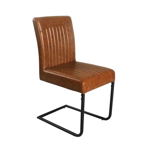 brown tan leather dining chair industrial vintage uk