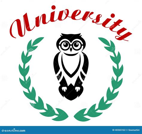 black owl  wreath  university symbol stock vector illustration