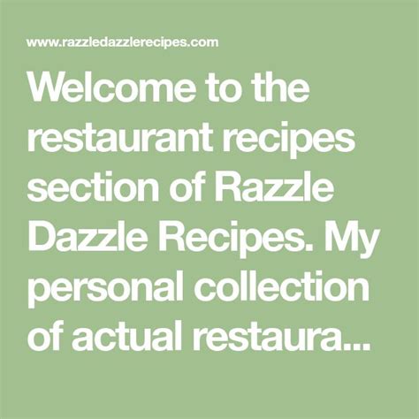 restaurant recipes section  razzle