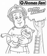 Sam Coloring Cat Fireman Pages Tree Firefighter Rescueing Tall Beautiful Jobs Printable Drawing Template sketch template