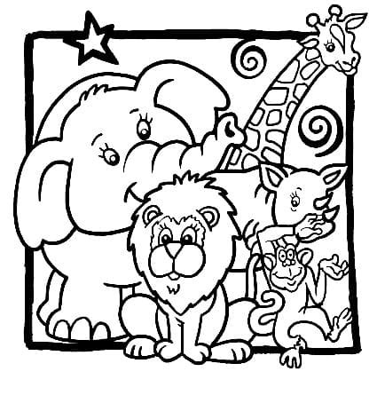 zoo animals  preschool coloring page  print  color