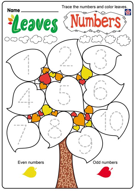 fall leaves worksheets  preschool  kindergarten