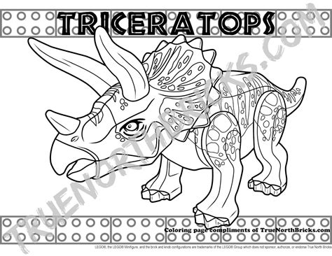 triceratops minifigure monday  coloring page true north bricks