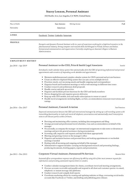 personal assistant resume template teacher resume template teacher