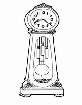 Clock Grandfather Draw Coloring Pages Clocks Color sketch template