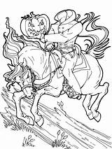 Coloring Headless Horseman Sleepy Pumpkin Scary Godoy Leah Ups sketch template