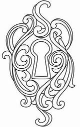 Keyhole Lock Tattoo Coloring Pages Key Designs Urban Drawing Colouring Steampunk Tattoos Outline Heart Embroidery Adult Patterns Threads Books Locks sketch template