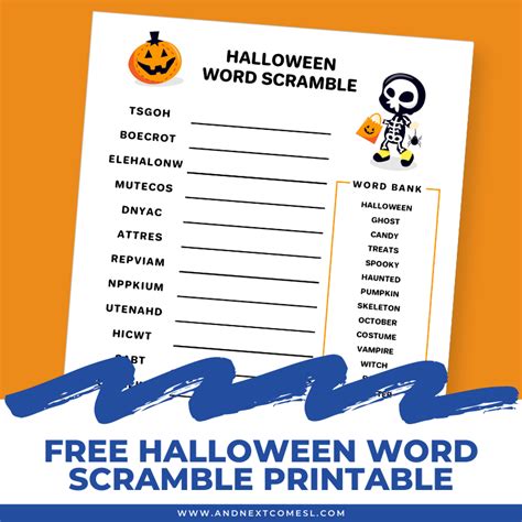 halloween word scramble printable  kids