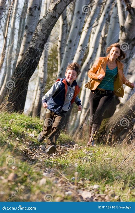 running  forest stock photo image  mother parenthood