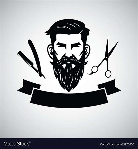 barbershop logo template  hipster head  scissors vector illustration