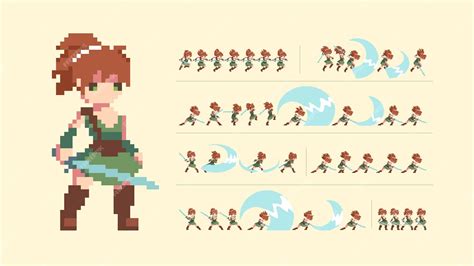 Premium Vector Sprite Sheet Girl Animation Attack Sword Frame By