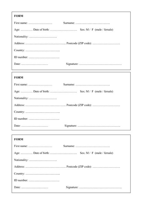 filling   form personal info