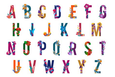 floral patterned letters   vectors clipart graphics