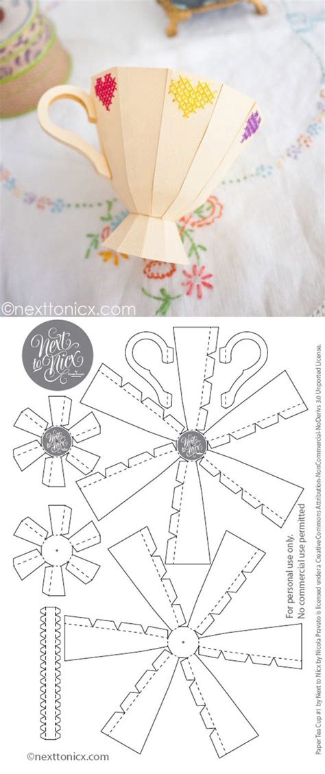 easy teacup papercraft template thedoorcfctaylorsville