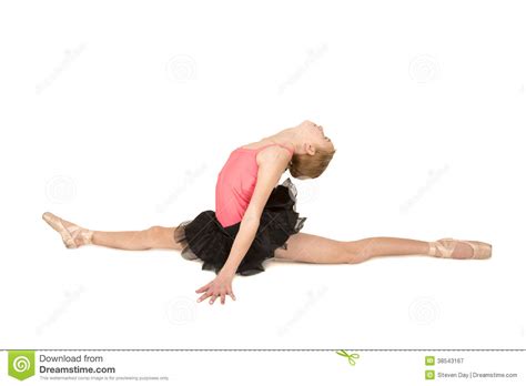 Elegant Ballerina Doing The Splits With Head Back Stock