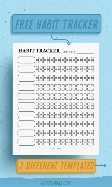 habit tracker printable    versions crazy laura