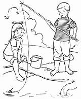 Coloring Pages Fishing Summer Kids Printable Boy Girl Sheets Fish Clipart Sheet Activities Summertime Catch Print Holiday Help Drawings Save sketch template