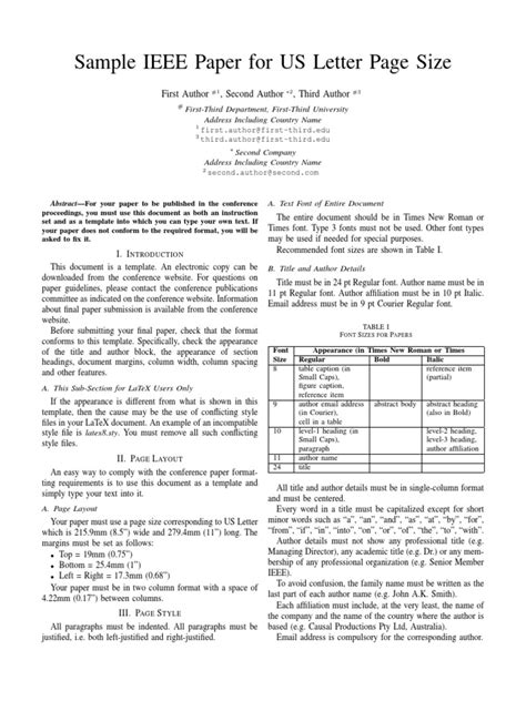 ieee paper latex template letter  typefaces times  roman