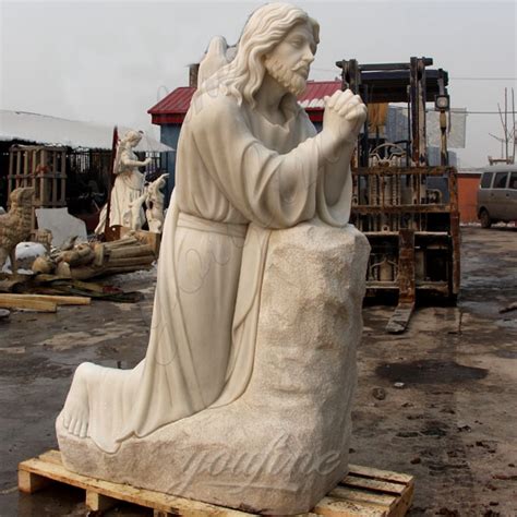 white marble jesus kneeling praying statue home decor figurine