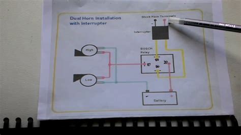 dual horn  pin relay wiring diagram  wire horn diagram electrical
