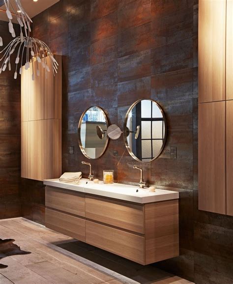 floating ikea pine wood double vanity bathroom furniture