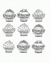Coloring Cupcakes Cute Pages Adults Cup Cupcake Cake Cakes Color Adult Printable Easy Six Cream Delicious Justcolor These Sheets Colouring sketch template
