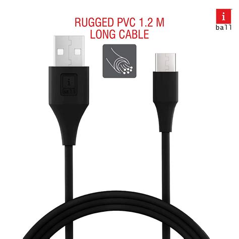 iball ib type   usb charge data sync  meter long fast charging cable black delsheaven