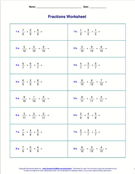 adding subtracting fractions worksheets adding  fractions