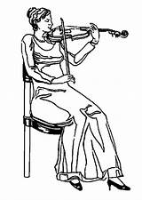 Coloring Violinist Drawing Large Getdrawings sketch template