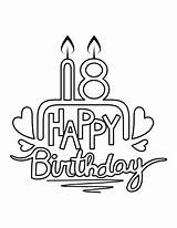 Birthday Coloring Pages Happy 18th Cake Printable sketch template