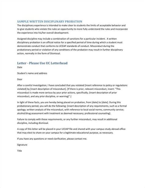 letter  employment probation warning letter notice vrogueco