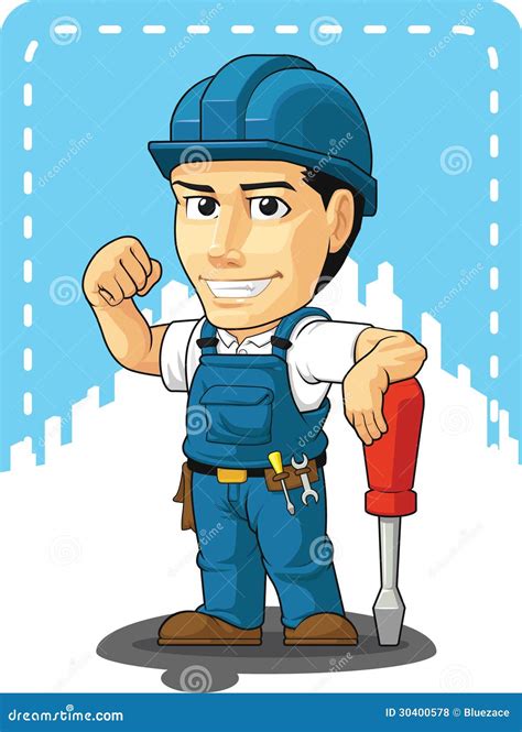 cartoon  technician  repairman stock vector illustration  belt