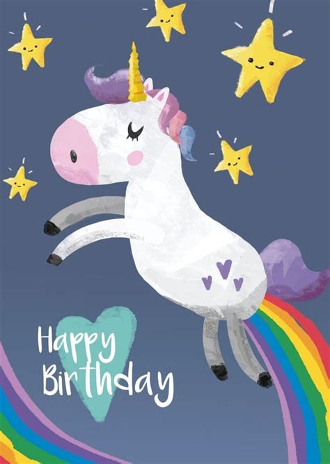 pin  thy nguyen  cool   unicorn birthday cards happy