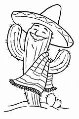 Mayo Cinco Coloring Pages Smiling Outfit Mexican Traditional Cactus Wear Color sketch template