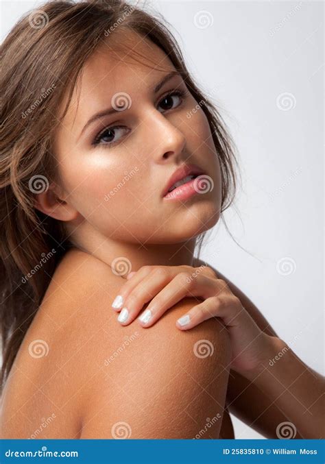 teenage girl   bare shoulder stock photo image