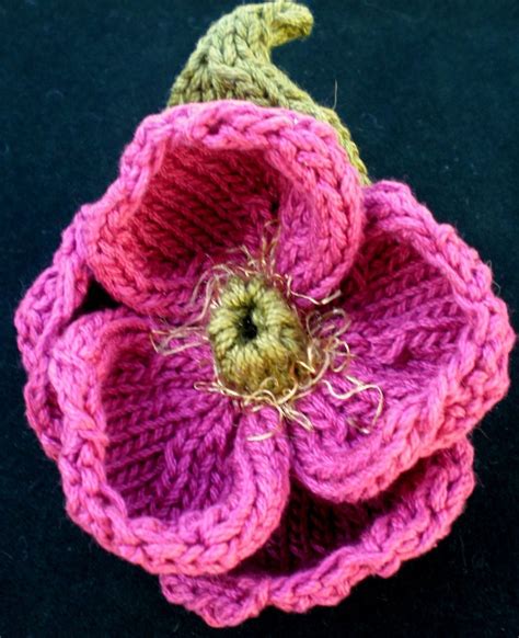 instant download pdf knit flower pattern peony knitted flower