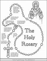 Rosary Coloring Pray Hail Praying Thecatholickid Rosaries sketch template