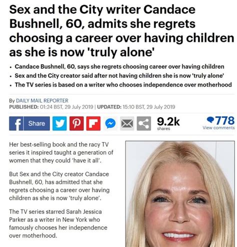 Sex And The City Writer Candace Bushnell 60 Admits She Regrets