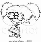 Girl Cartoon Outline Nerdy Toonaday Royalty Illustration Rf Clip Clipart 2021 sketch template