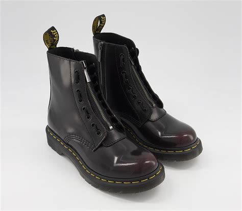 dr martens  pascal front zip boots cherry red arcadia ankle boots