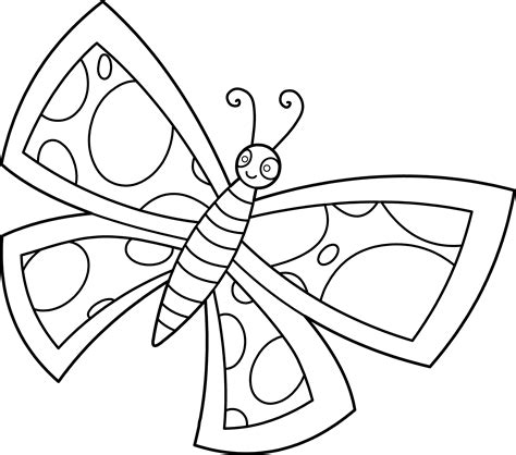 colorable spotted butterfly design  clip art