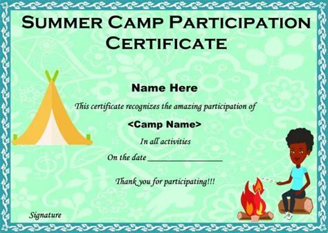 fresh summer camp certificate template   certificate templates
